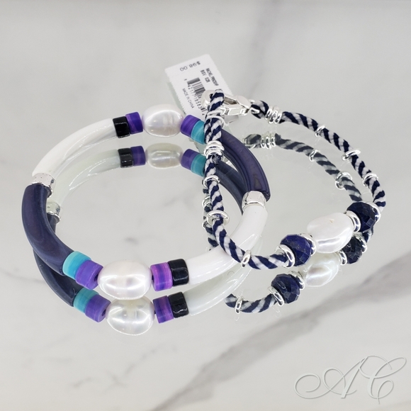Kendra Scott Jewelry - Kendra Scott Bracelets Blue Multi Rachel Friendship 2 Bracelets Stretch Bohemian